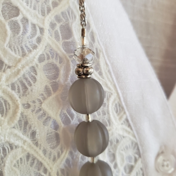 Gray Acrylic Beads & Chain Necklace - Picture 8 of 8